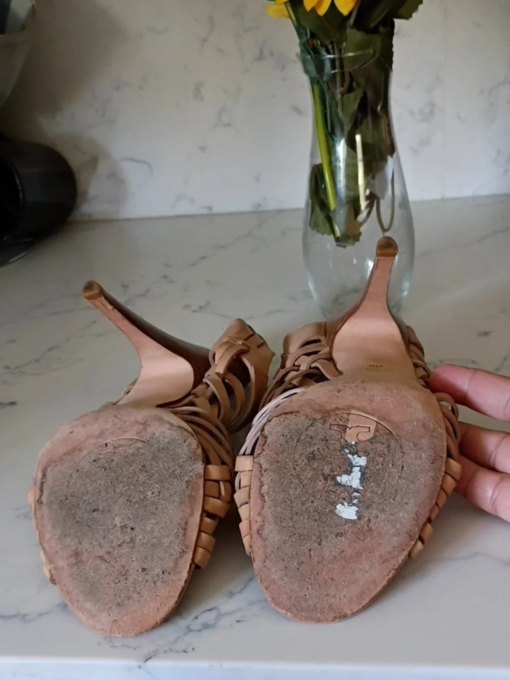 Tory Burch Woven Tan Leather HEELS